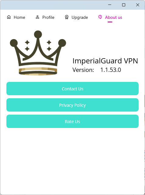 ImperialGuard VPN settings and account screen on Windows